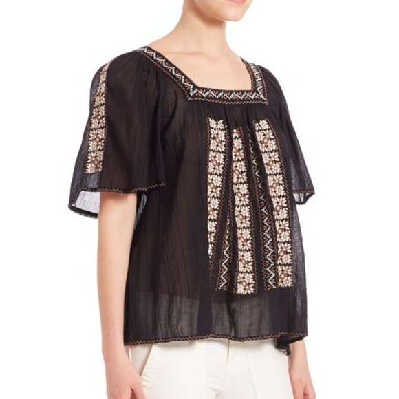 Joie Tops - Joie Tahoma Embroidered Blouse black mexican influence worn by CECe on new girl